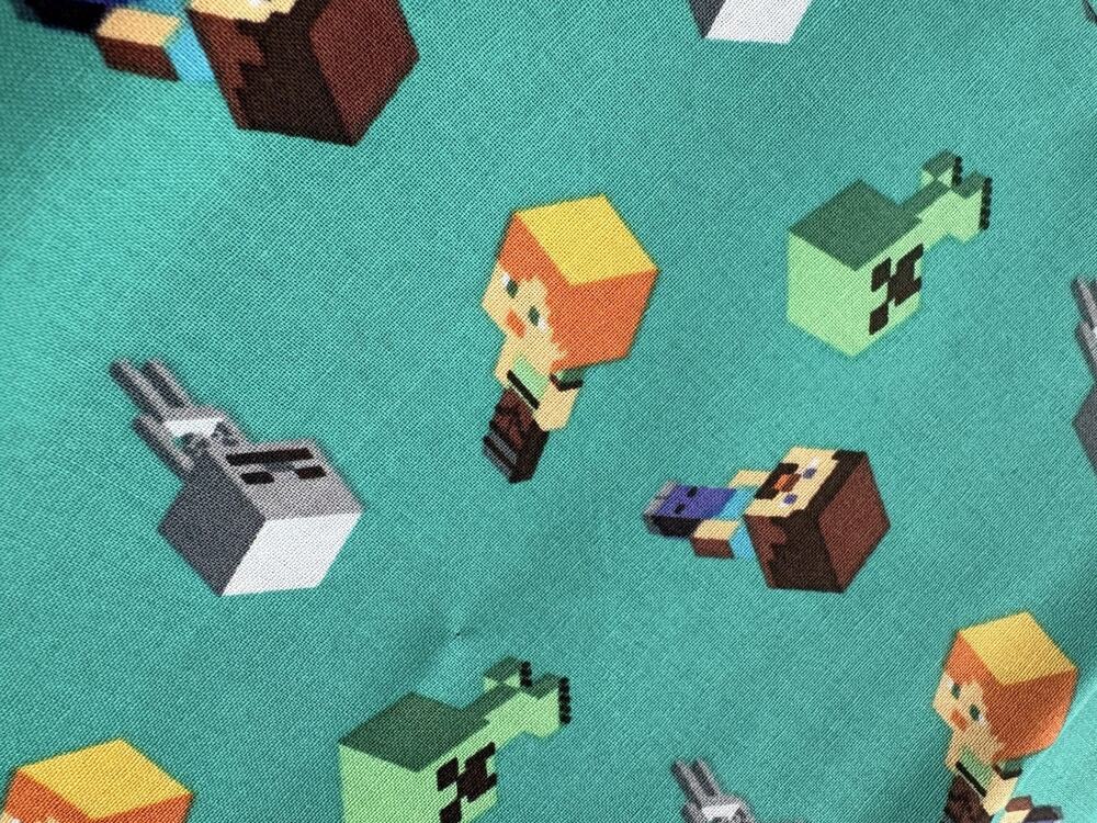 Fabric Minecraft Day Mobs Green 1 yard + 29" x 41 wide Cotton Woven Licensed